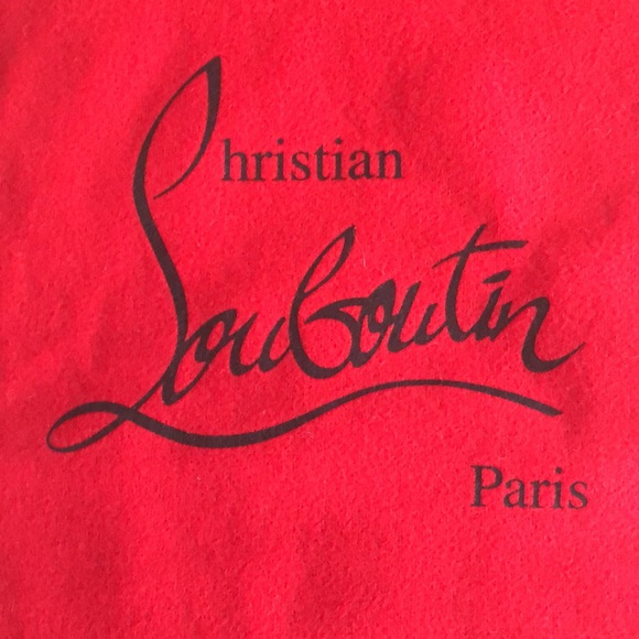 CHRISTIAN LOUBOUTIN RED FELT DRAWSTRING DUST BAG BLACK LETTERING NEW - Picture 2 of 9